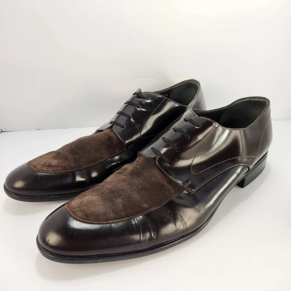 Moreschi Italy Brown Leather Suede Derby Dress Classic Shoes Men's Size 9.5